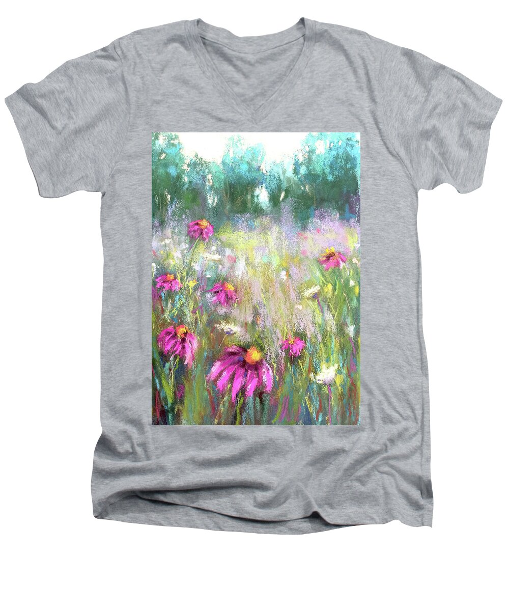 Meadow Men's V-Neck T-Shirt featuring the pastel Song of the Flowers by Susan Jenkins