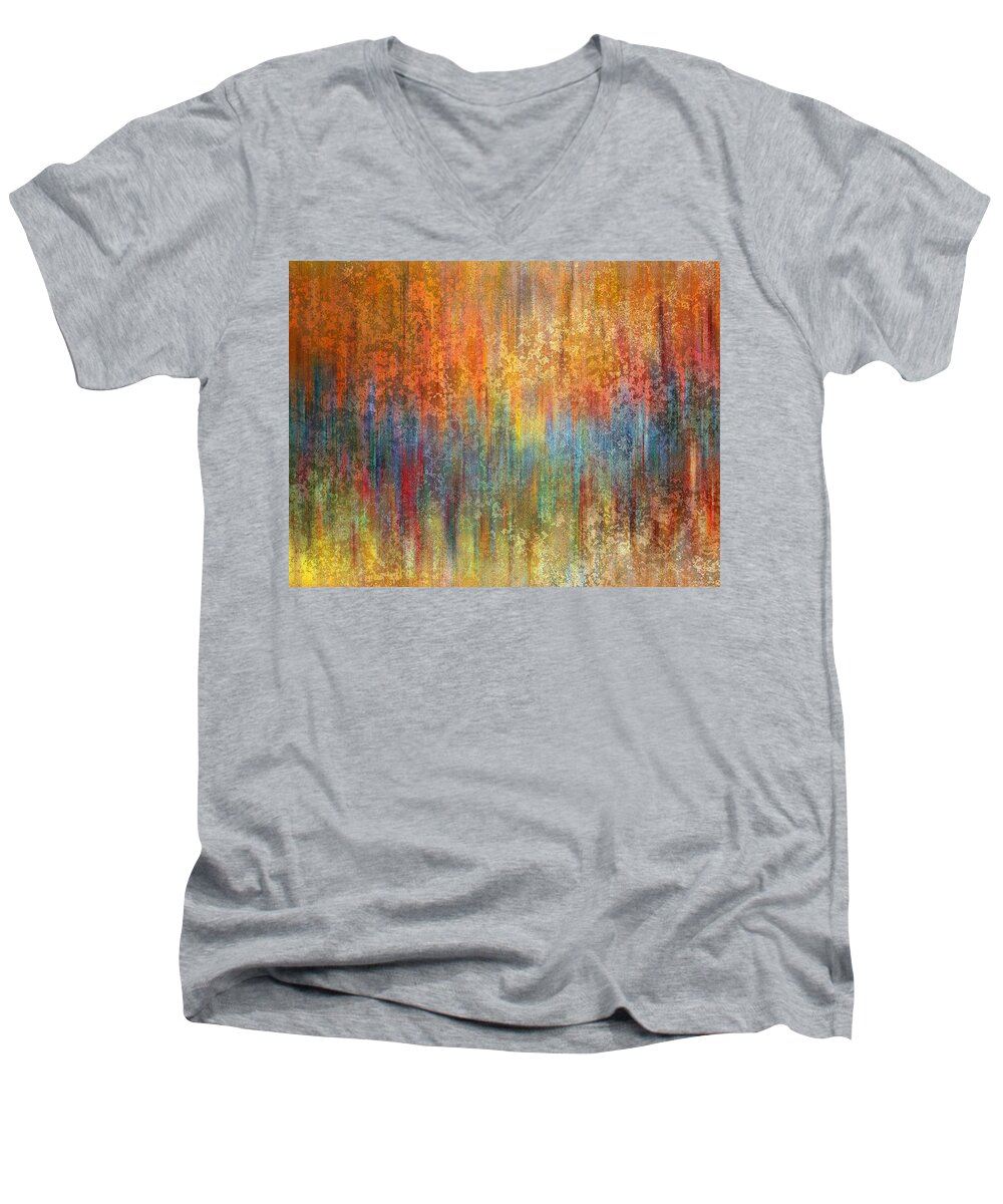 Sound Waves Men's V-Neck T-Shirt featuring the painting Sound Waves by Ally White