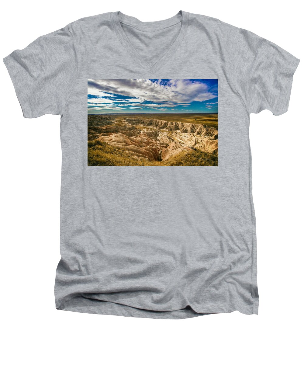  Men's V-Neck T-Shirt featuring the photograph South Dakota Bad Lands.... by Paul Vitko