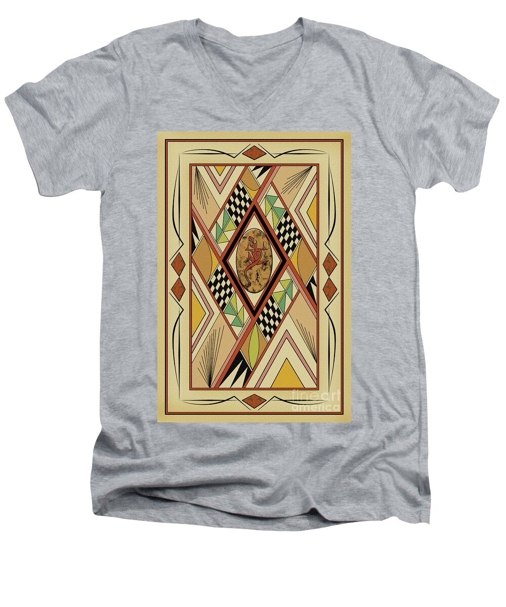 Southwest Men's V-Neck T-Shirt featuring the digital art Southwest Lizard by Tim Hightower