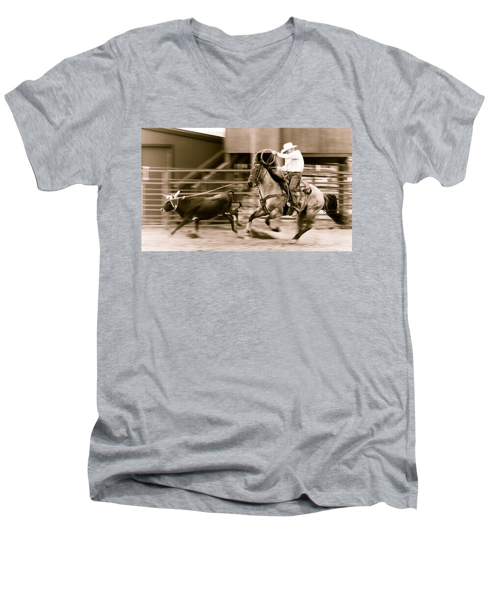 Rodeo Men's V-Neck T-Shirt featuring the photograph Speed by Scott Sawyer