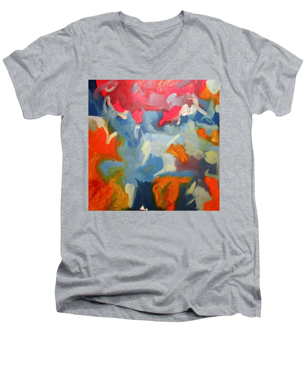 Abstract Men's V-Neck T-Shirt featuring the painting Split Second by Steven Miller