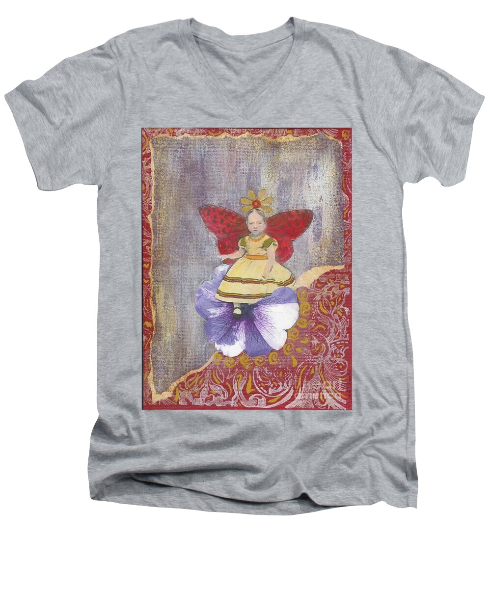 Spring Men's V-Neck T-Shirt featuring the mixed media Spring by Desiree Paquette