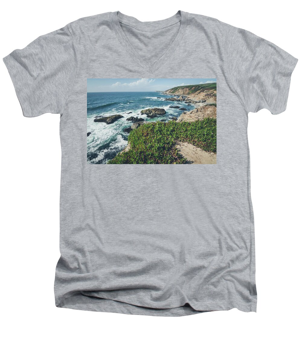 Landscape Men's V-Neck T-Shirt featuring the photograph Springtime at Bodega Head by Margaret Pitcher