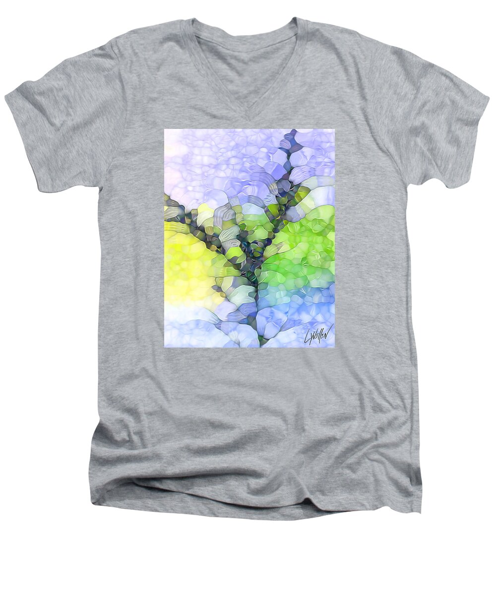 Twig Men's V-Neck T-Shirt featuring the digital art Sprout by Lynellen Nielsen