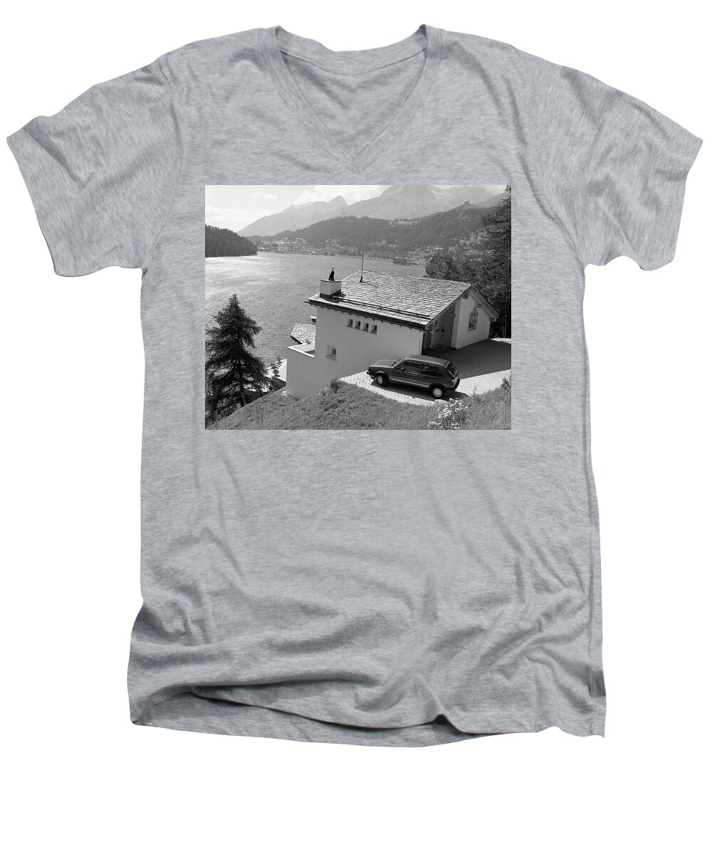 St Moritz Men's V-Neck T-Shirt featuring the photograph St Moritz by Jim Mathis