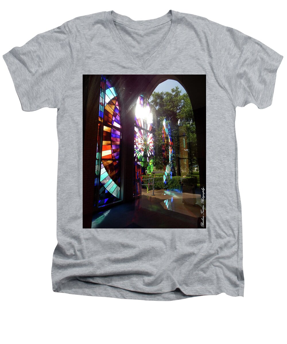 God Men's V-Neck T-Shirt featuring the photograph Stained Glass #4720 by Barbara Tristan