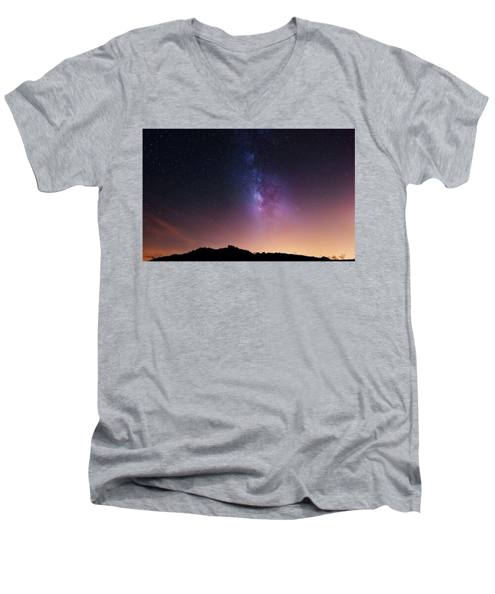 Stars Men's V-Neck T-Shirt featuring the digital art Stars by Maye Loeser