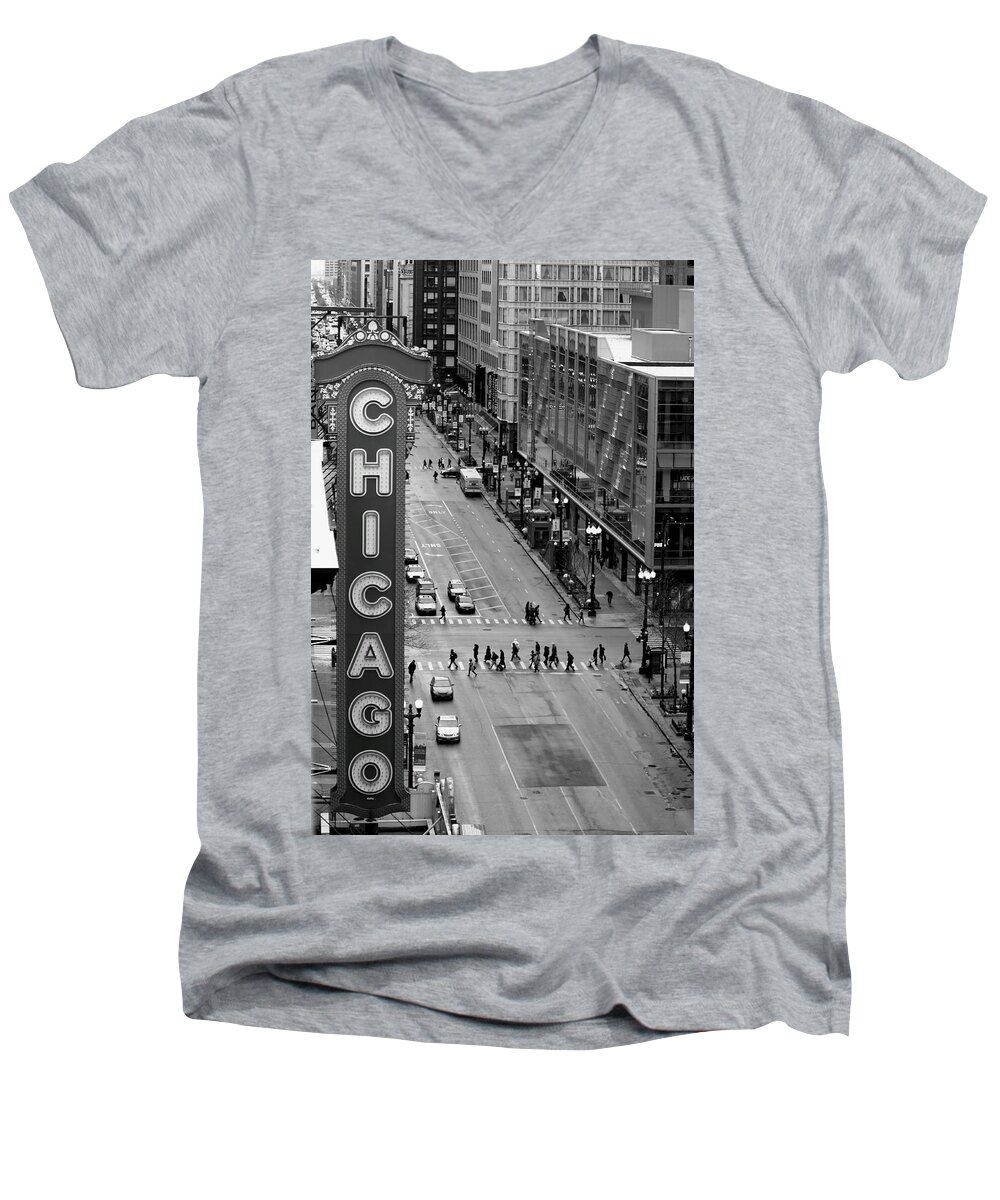 Chicago Men's V-Neck T-Shirt featuring the photograph State Street by Lauri Novak