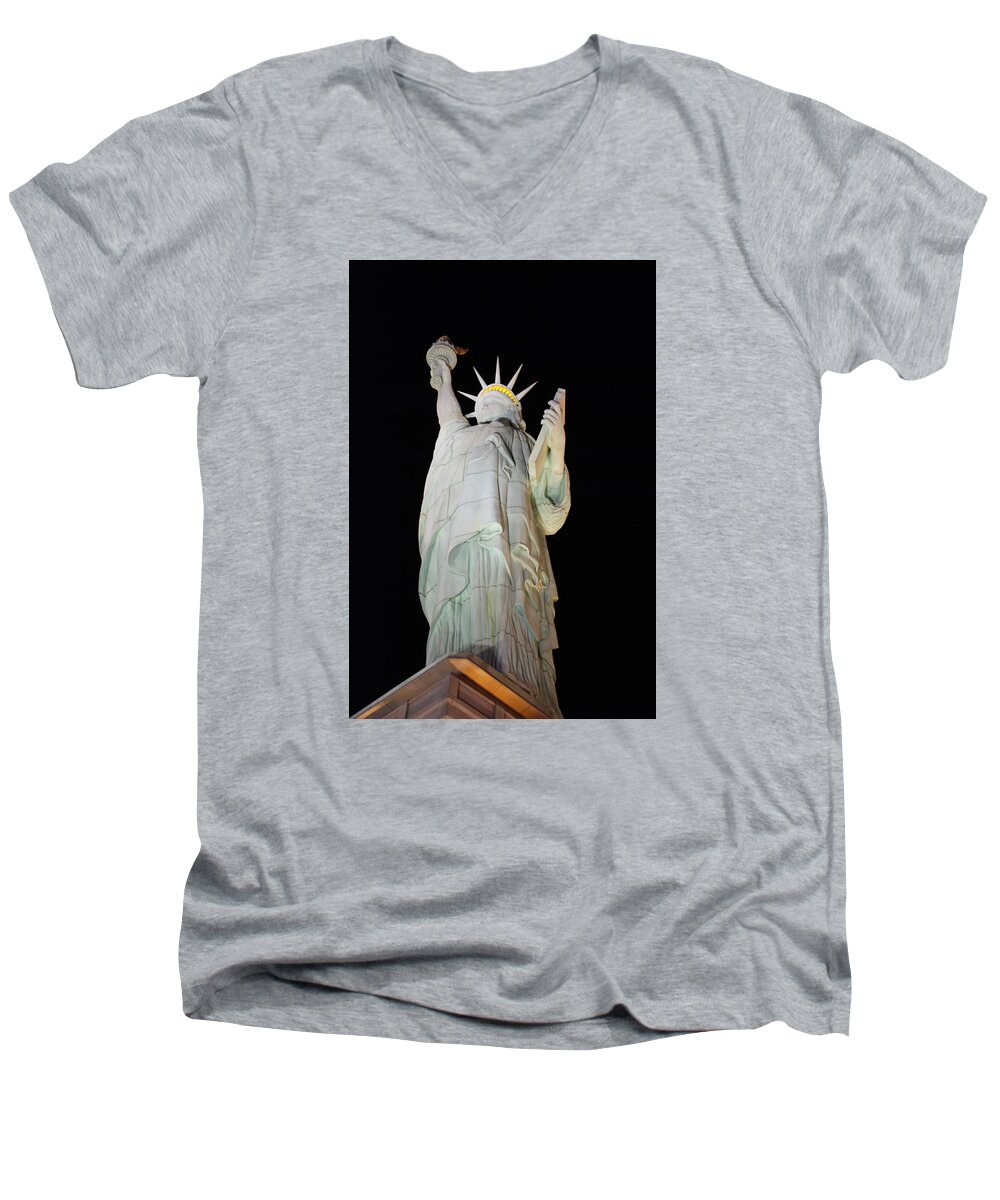 Statues Men's V-Neck T-Shirt featuring the photograph Statue of Liberty.... Not by John Schneider