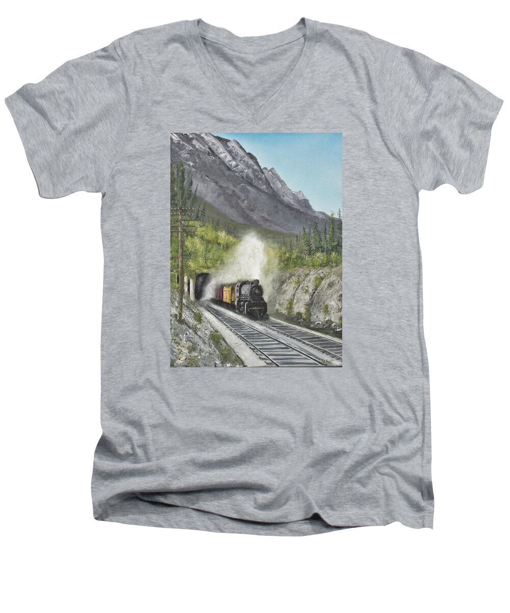 Steam Engine Men's V-Neck T-Shirt featuring the photograph Steam Engine by John Black