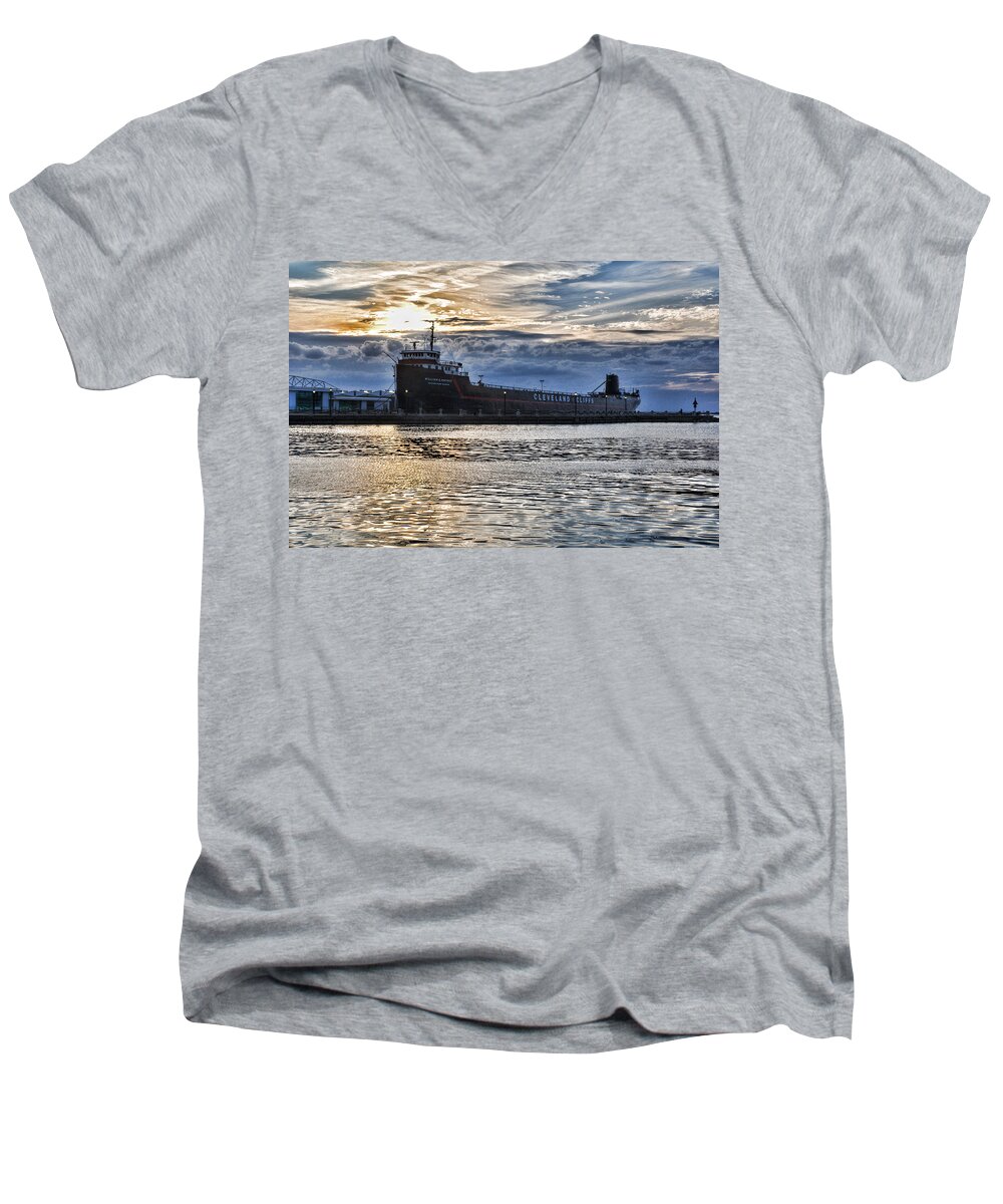Steamship Men's V-Neck T-Shirt featuring the photograph Steamship William G. Mather - 1 by Mark Madere