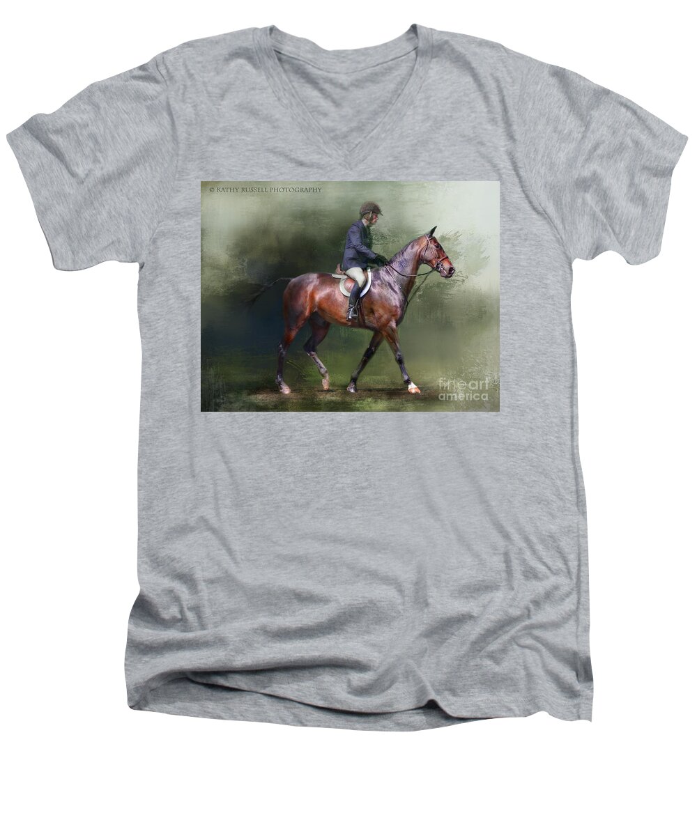 Equine Men's V-Neck T-Shirt featuring the photograph Still Learning by Kathy Russell
