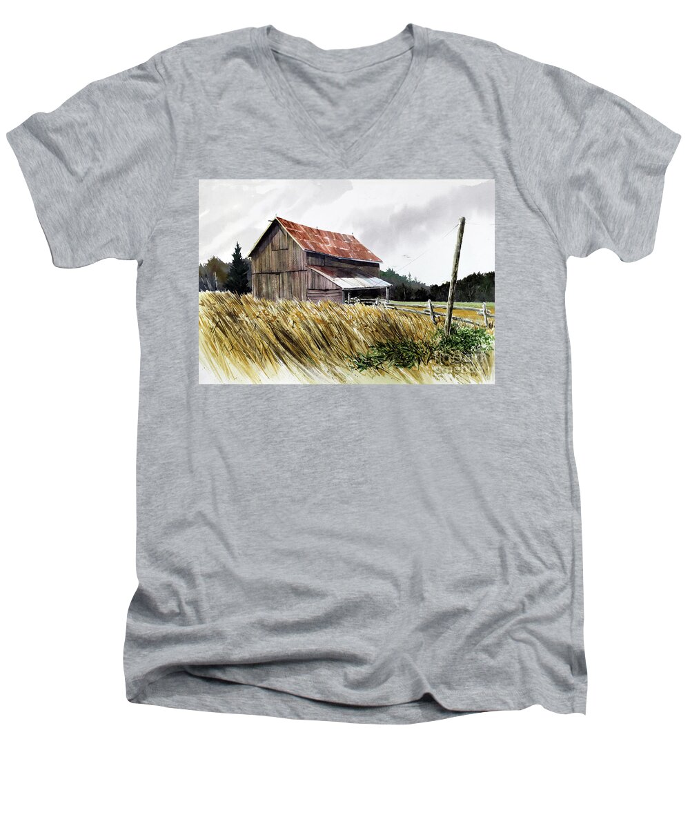 Barn Men's V-Neck T-Shirt featuring the painting Still Standing by William Band