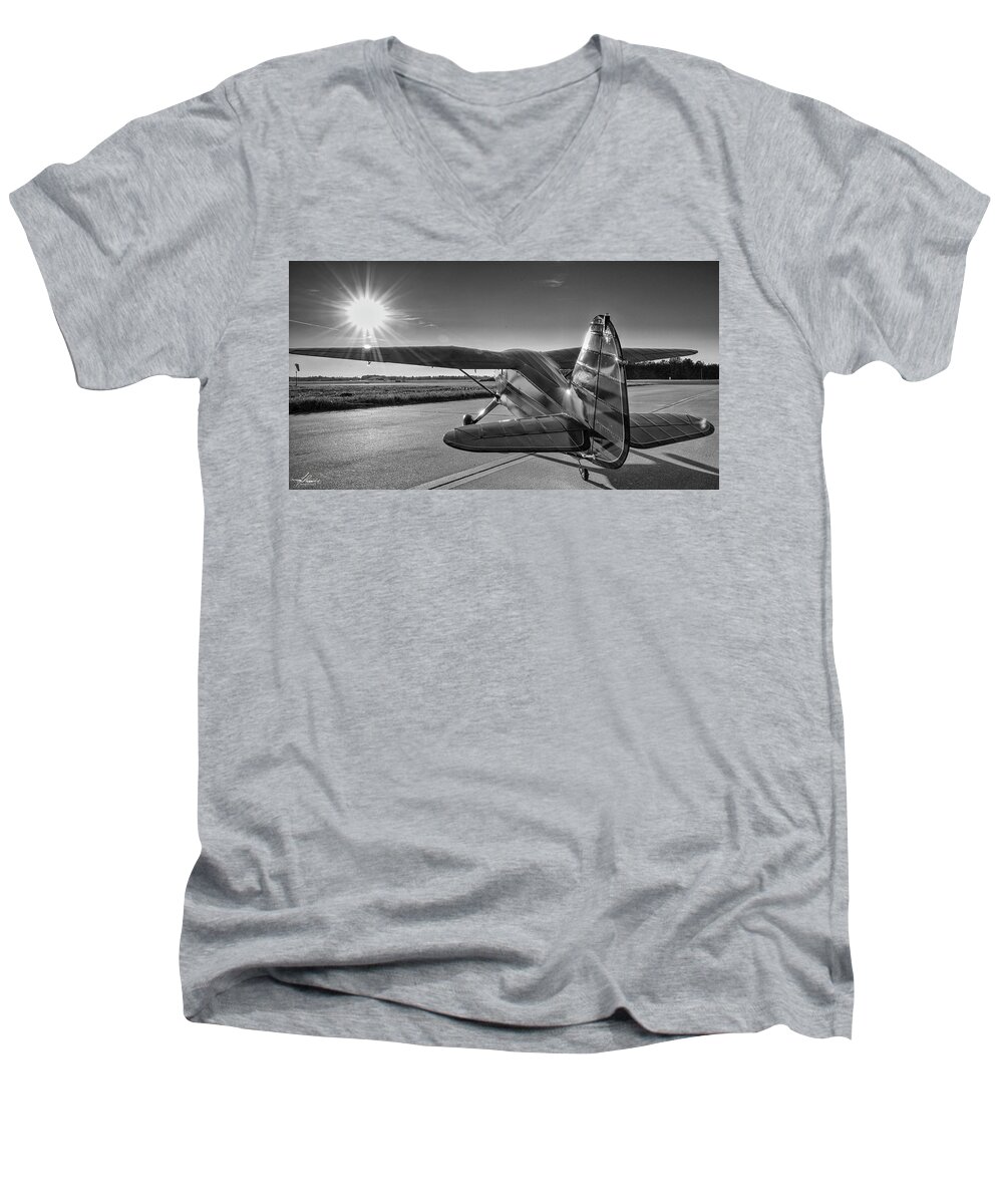 2017-02-22 Men's V-Neck T-Shirt featuring the photograph Stinson on the Ramp by Phil And Karen Rispin