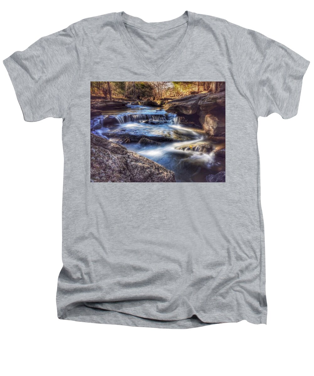 Waterfall Men's V-Neck T-Shirt featuring the photograph Stone Creek Sideview by Doris Aguirre