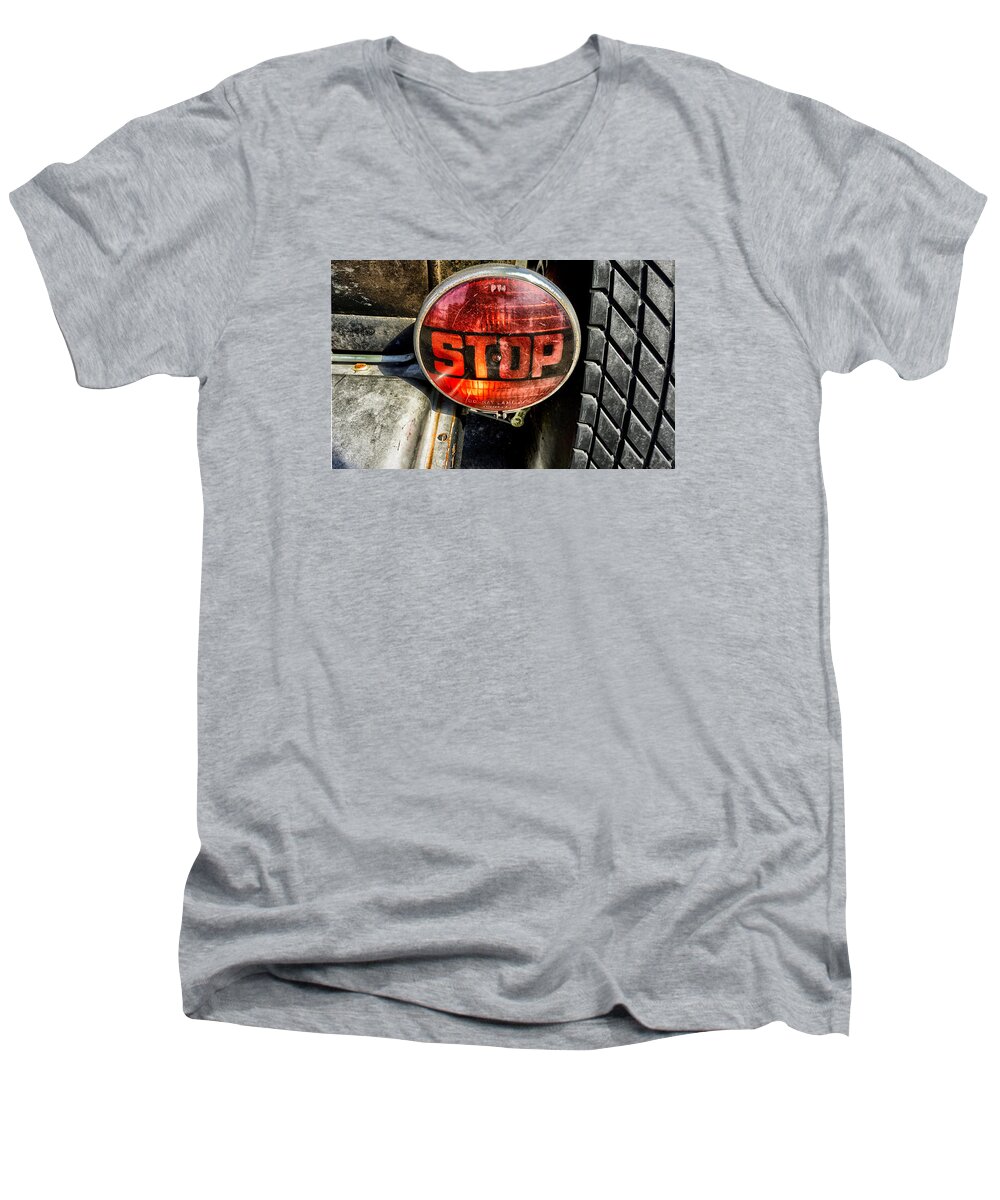 Stop Men's V-Neck T-Shirt featuring the photograph Stop Light Classic by Michael Hope