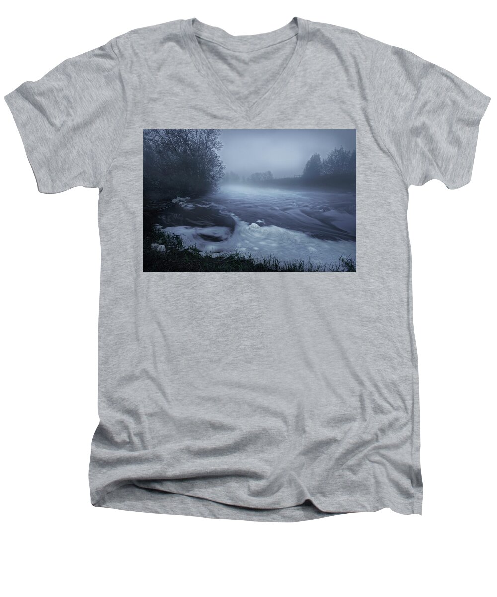 River Men's V-Neck T-Shirt featuring the photograph Sturgeon River by Dan Jurak