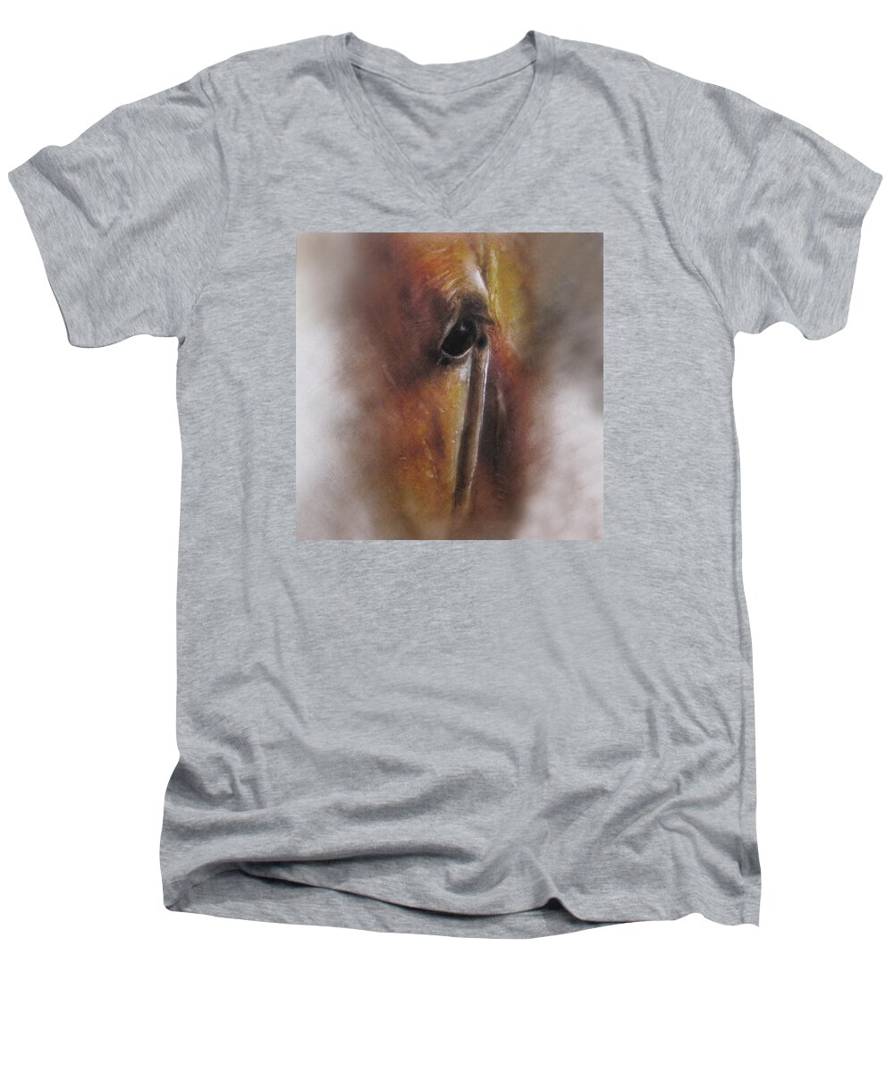 Canvas Prints Men's V-Neck T-Shirt featuring the painting Subtle Horse by Jackie Flaten