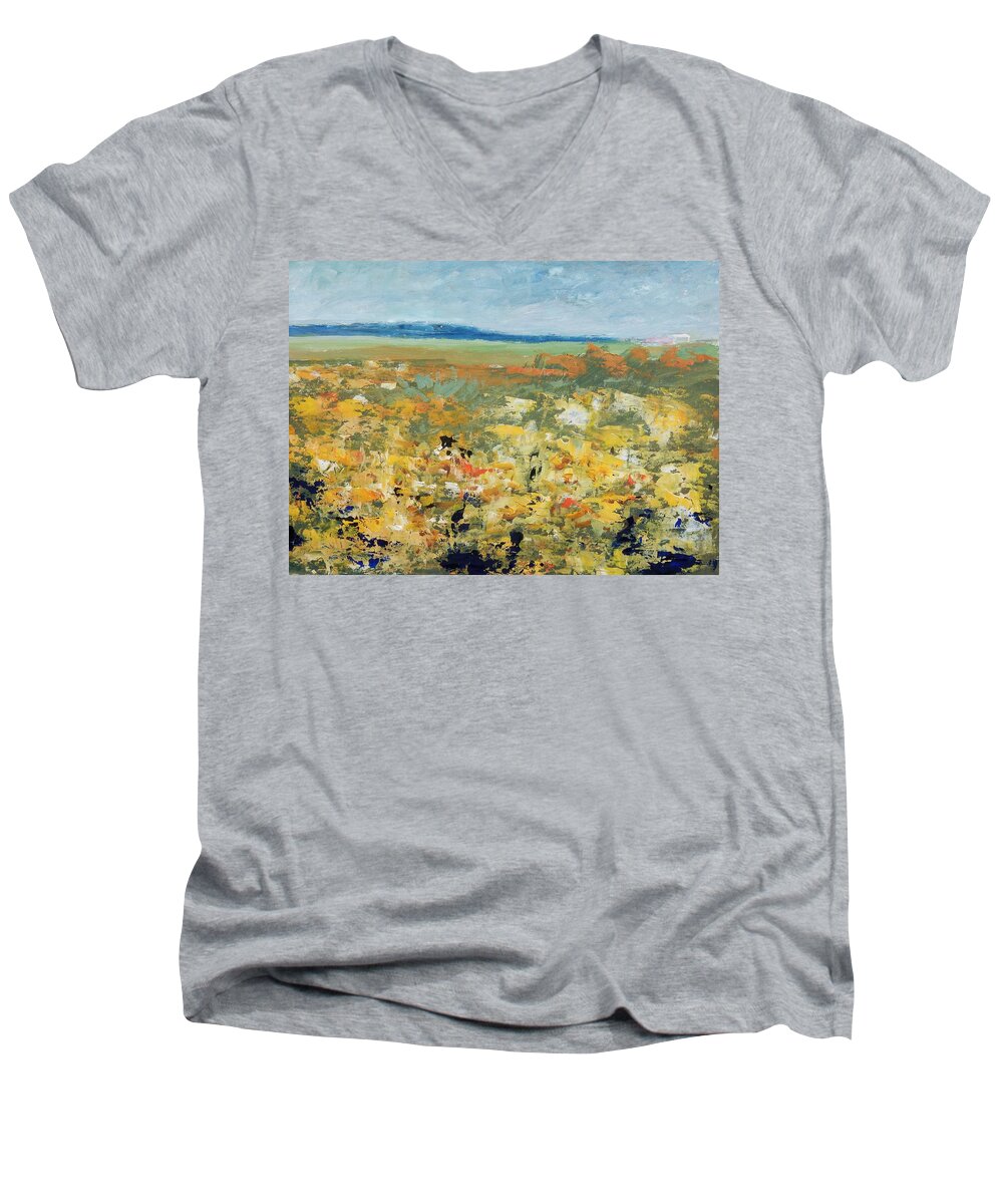 California Men's V-Neck T-Shirt featuring the painting Suggestion of Flowers by Gary Coleman