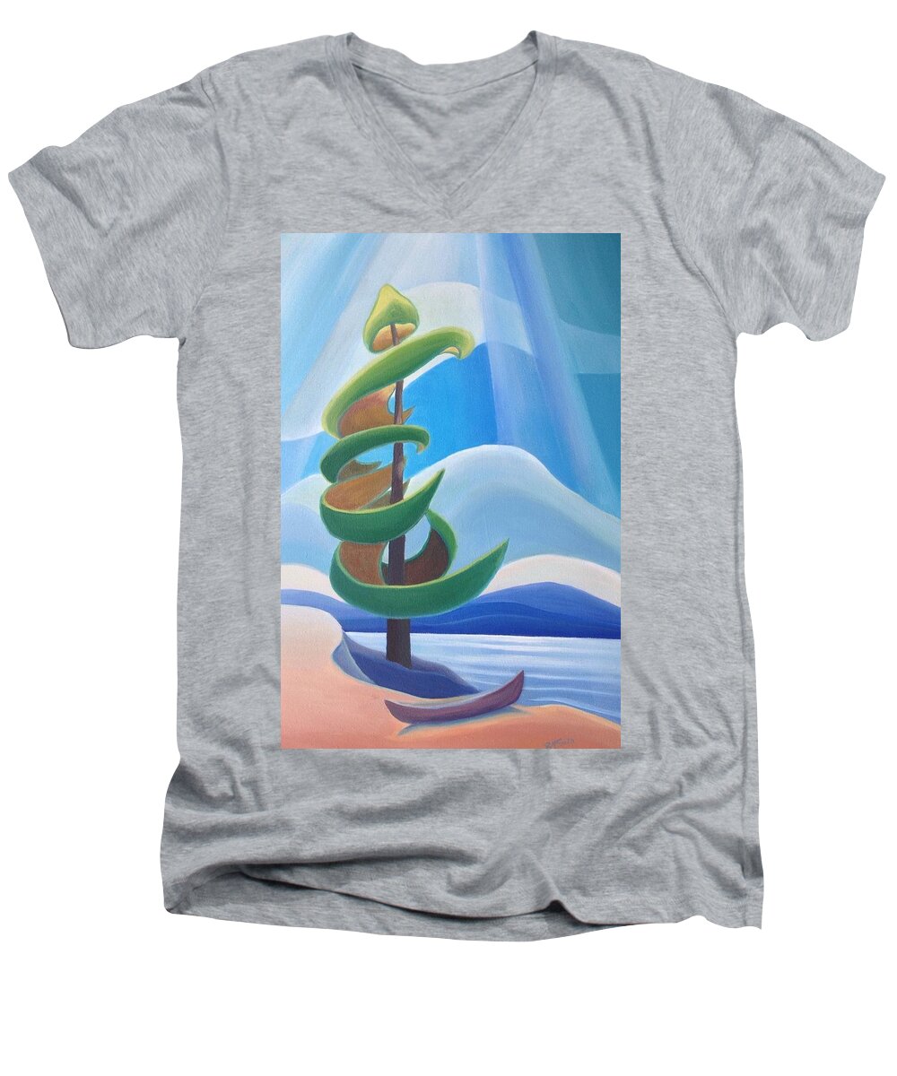 Group Of Seven Men's V-Neck T-Shirt featuring the painting Summer Dance by Barbel Smith