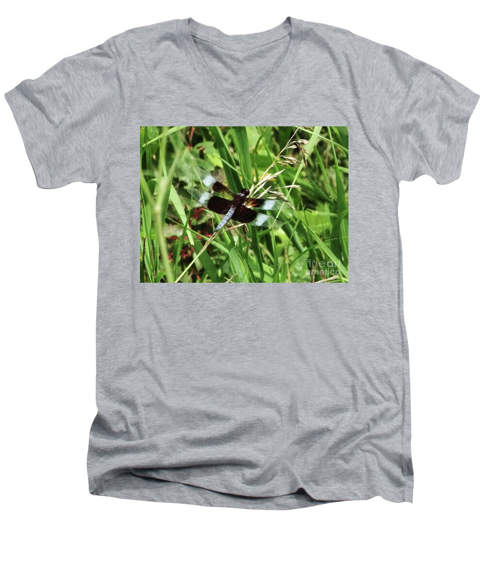 Dragonflies Men's V-Neck T-Shirt featuring the photograph Summer Dragons by J L Zarek
