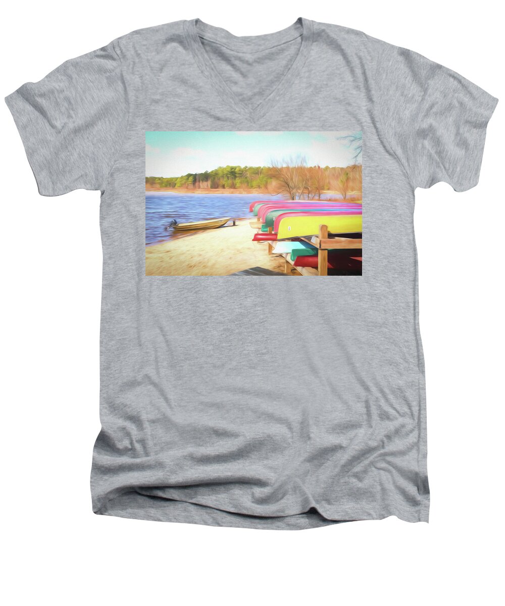 Lake Crabtree Men's V-Neck T-Shirt featuring the photograph Summer Memories by Wade Brooks