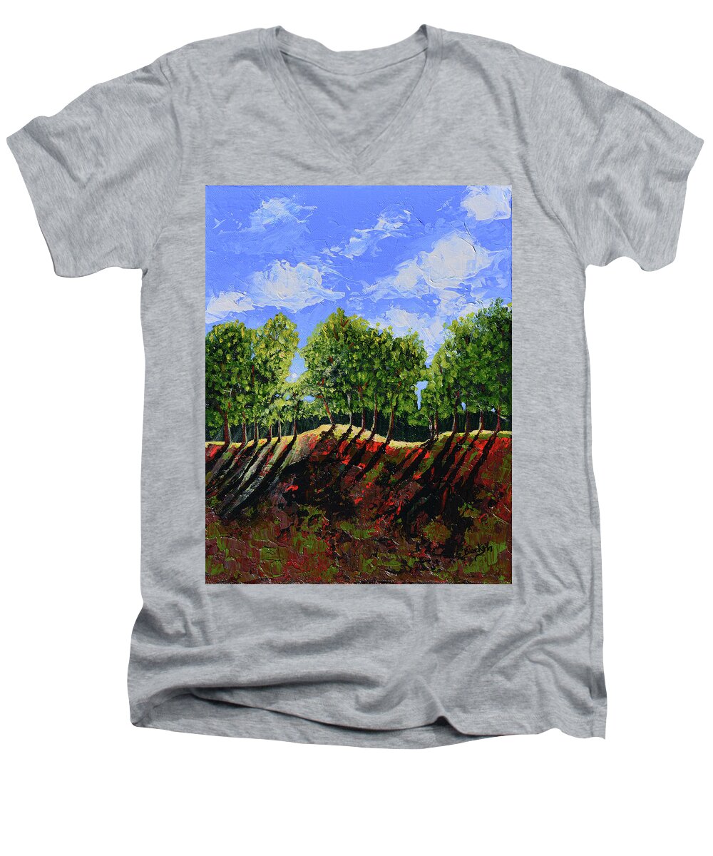 Summer Men's V-Neck T-Shirt featuring the painting Summer Shadows by Donna Blackhall