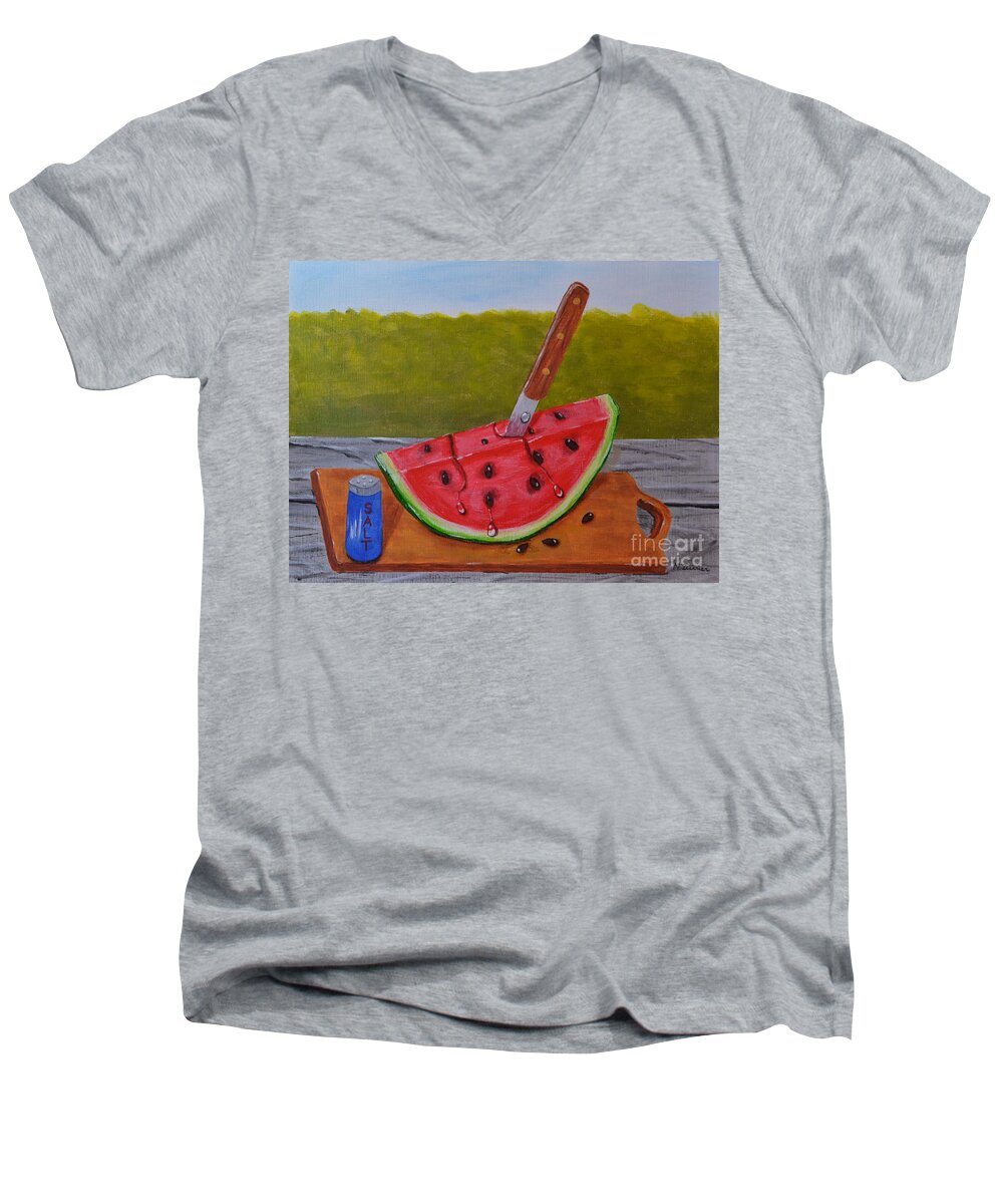 Summer Treat Men's V-Neck T-Shirt featuring the painting Summer Treat by Melvin Turner