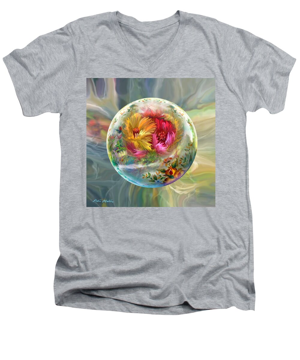  Summer Flowers Men's V-Neck T-Shirt featuring the digital art Summer Daydream by Robin Moline