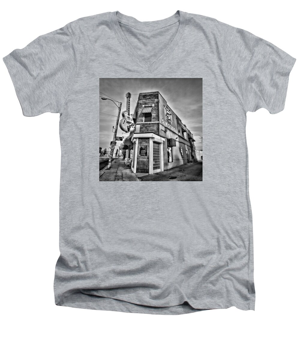 Memphis Men's V-Neck T-Shirt featuring the photograph Sun Studio - Memphis #2 by Stephen Stookey