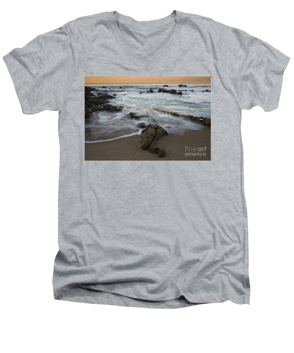 Laguna Beach Men's V-Neck T-Shirt featuring the photograph Sunrise at Laguna Beach by Keith Kapple