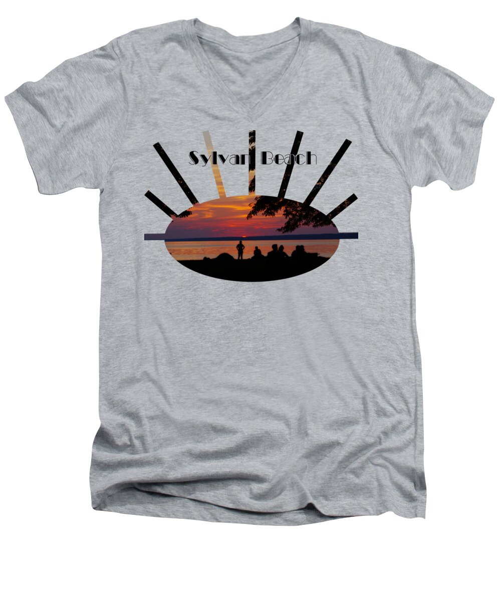 Lori Kingston Men's V-Neck T-Shirt featuring the photograph Sunset at Sylvan Beach - T-shirt by Lori Kingston