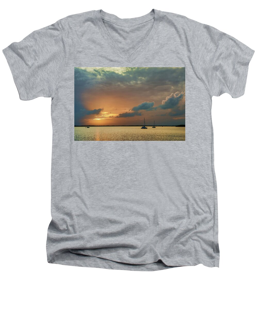 Water Men's V-Neck T-Shirt featuring the photograph Sunset, Key Largo by Dana Sohr