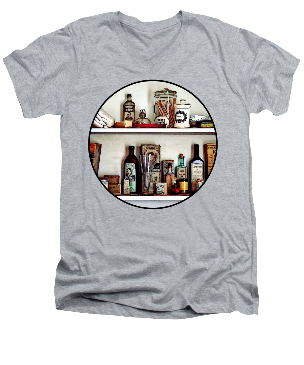 Physician Men's V-Neck T-Shirt featuring the photograph Supplies in Doctor's Office by Susan Savad