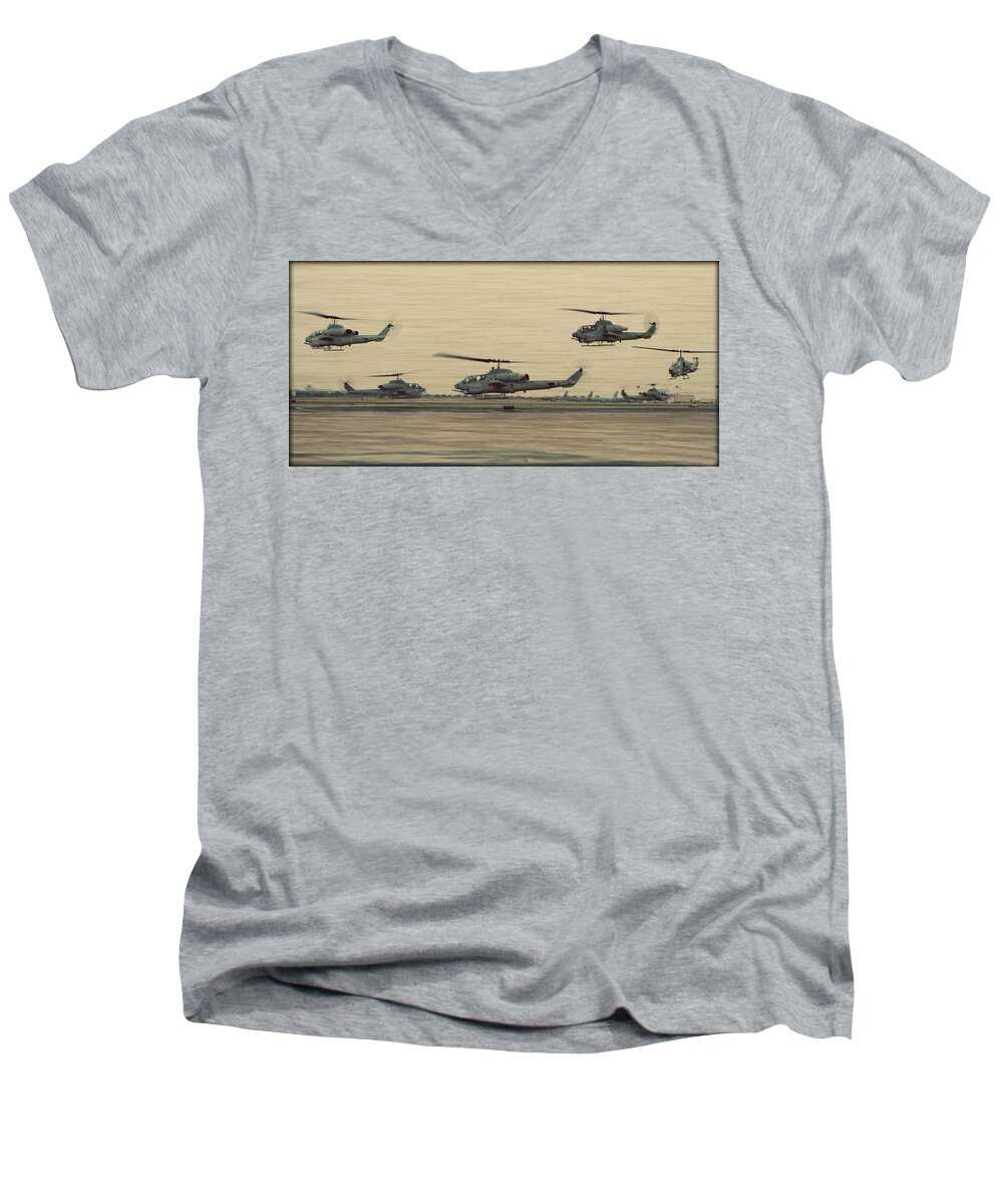 Bell Men's V-Neck T-Shirt featuring the photograph Swarming Cobras by Ricky Barnard