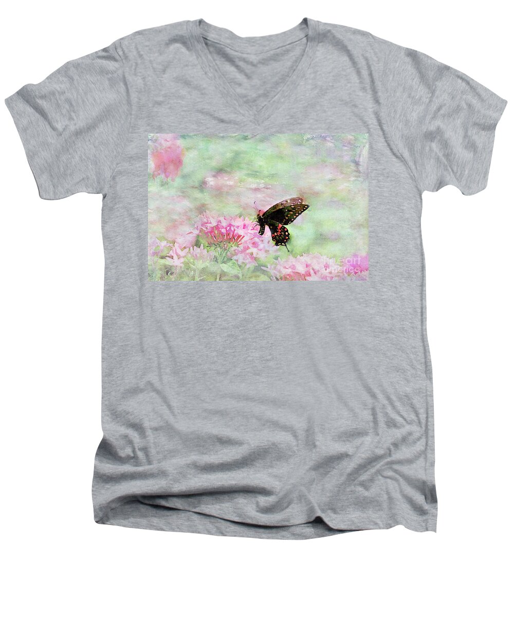 Pipevine Swallowtail Butterfly Men's V-Neck T-Shirt featuring the digital art Sweetness by Betty LaRue