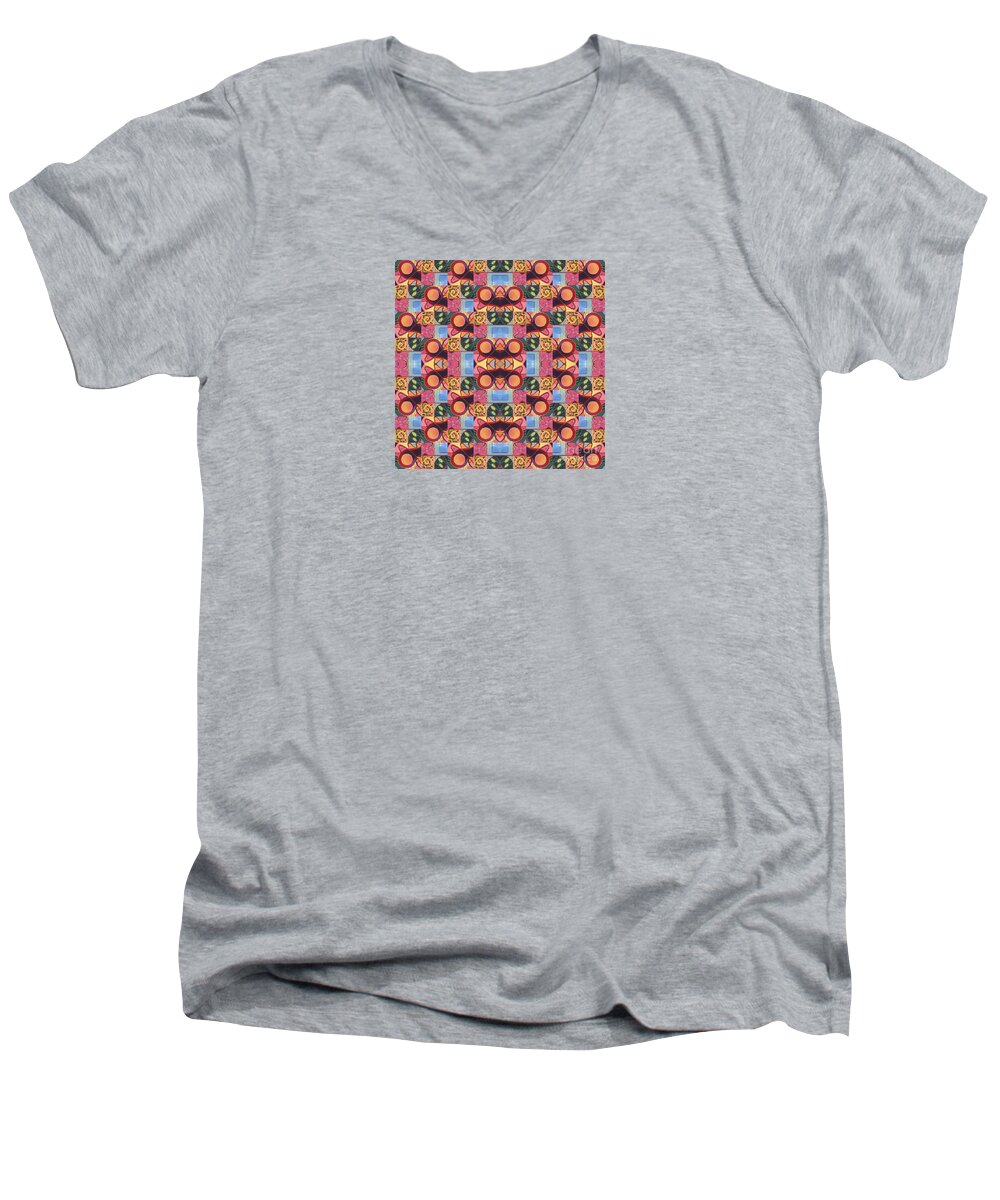 Symmetry Men's V-Neck T-Shirt featuring the digital art Synchronicity - A T J O D 1 and 9 Arrangement by Helena Tiainen