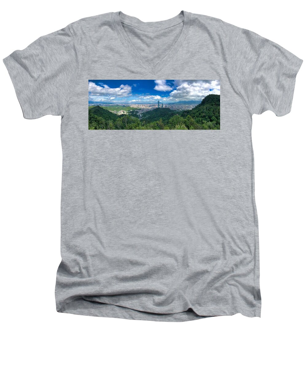 Taipei Men's V-Neck T-Shirt featuring the photograph Taipei Panorama by Brian Eberly