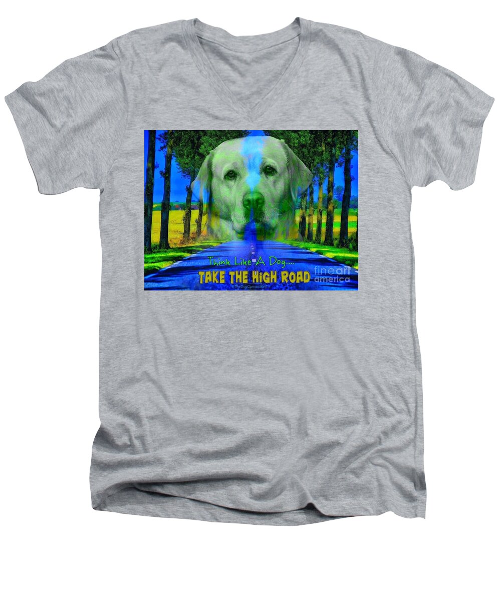 Take The High Road Men's V-Neck T-Shirt featuring the digital art Take the high road by Kathy Tarochione