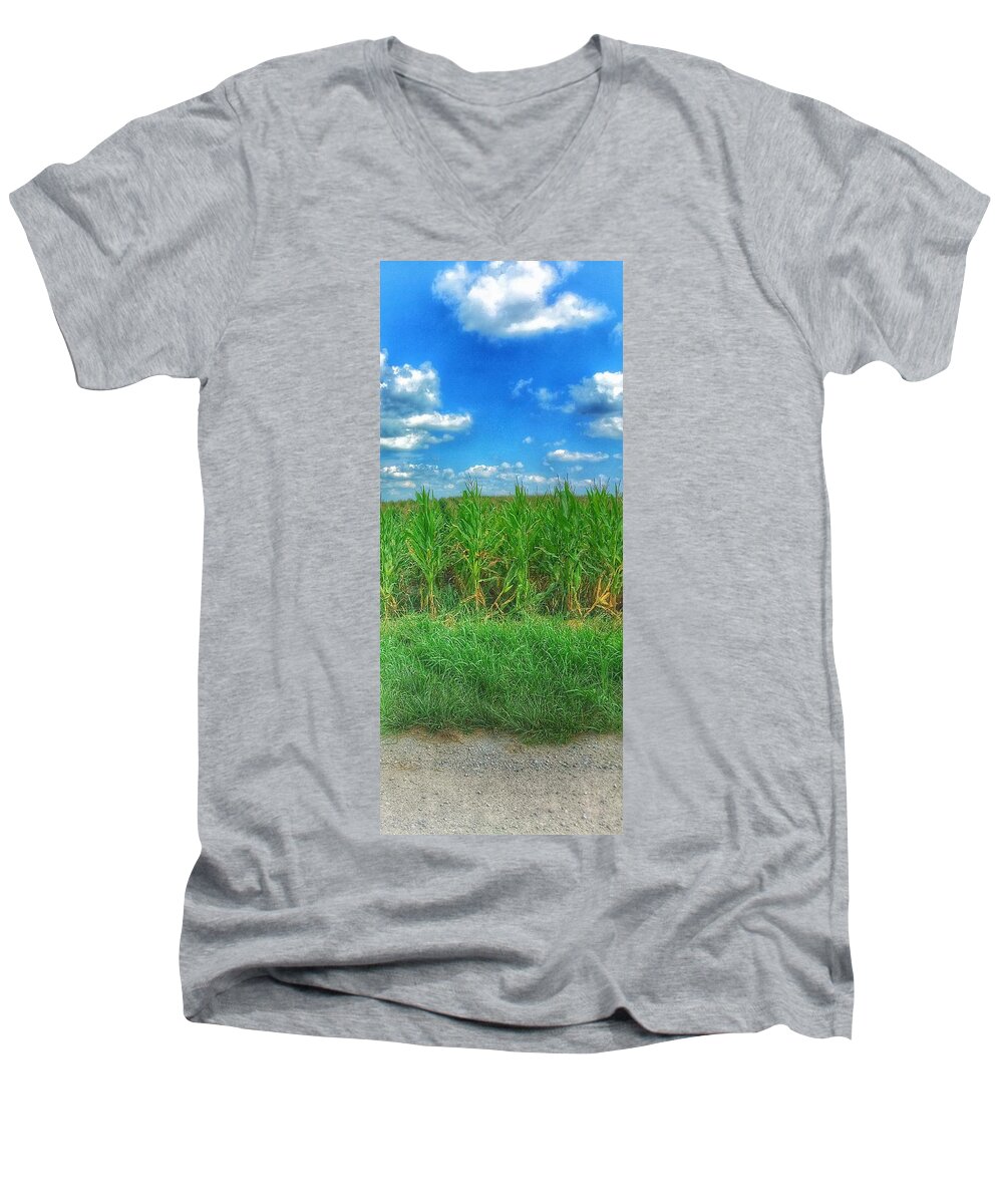  Rural Men's V-Neck T-Shirt featuring the photograph Tall Corn by Jame Hayes