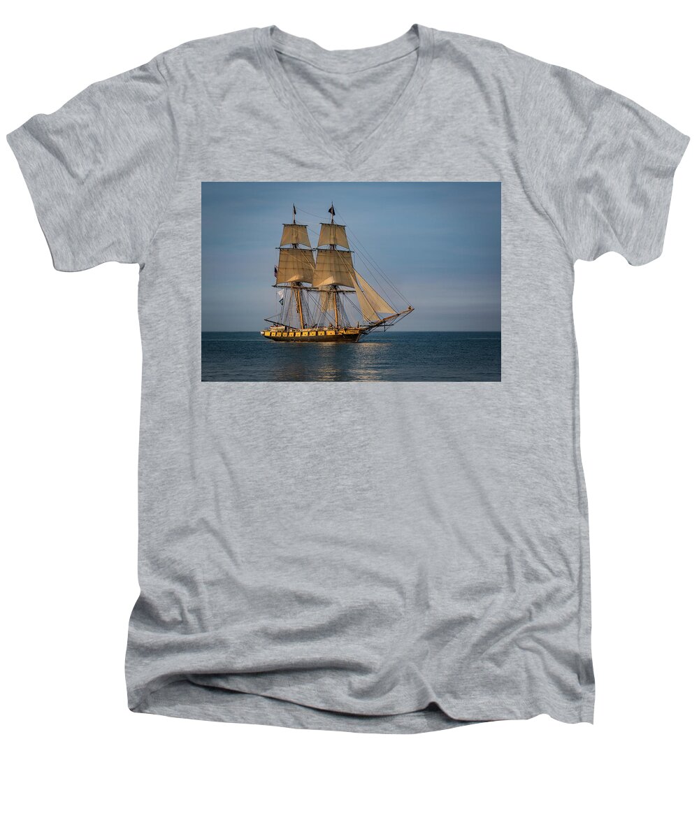 Boat Men's V-Neck T-Shirt featuring the photograph Tall Ship U.S. Brig Niagara by Dale Kincaid