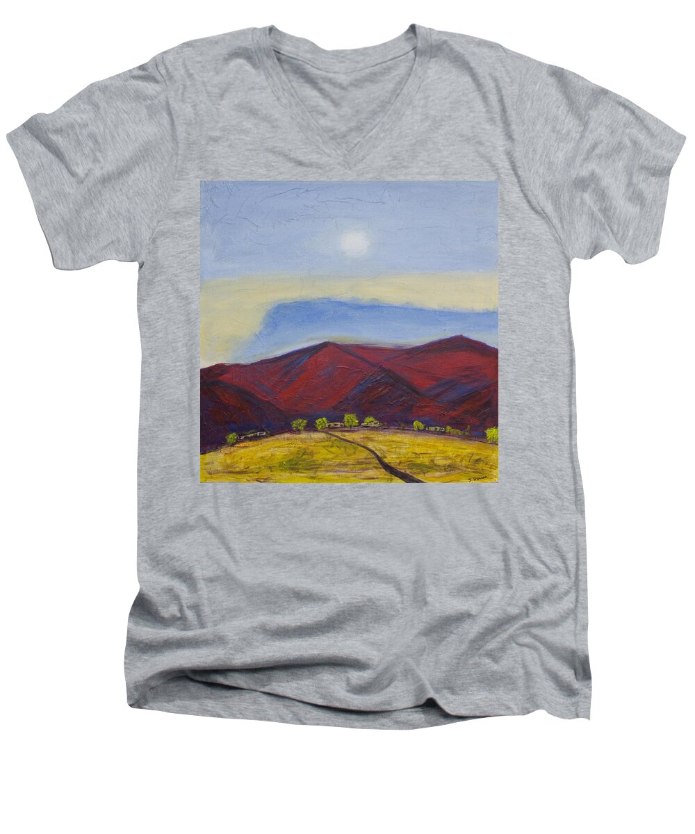 Mountains Men's V-Neck T-Shirt featuring the painting Taos Dream by John Hansen