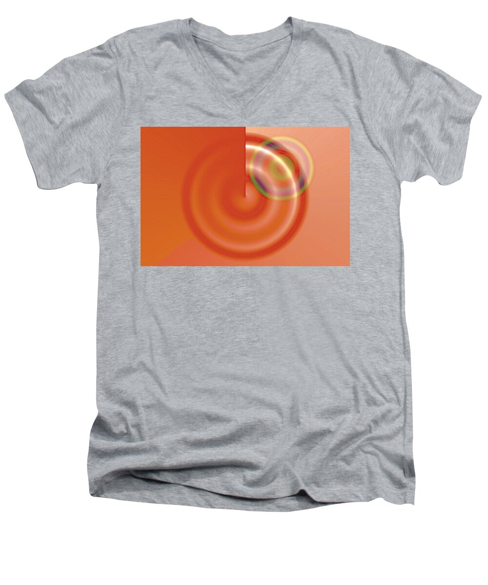 Abstract Men's V-Neck T-Shirt featuring the digital art Targe citron by Susan Baker