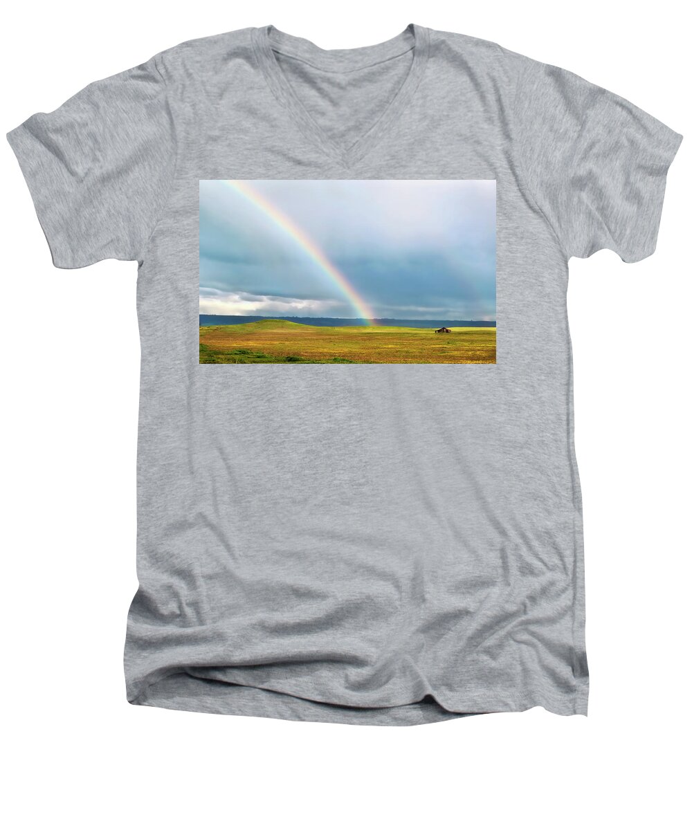 Rainbow Men's V-Neck T-Shirt featuring the photograph Taste The Rainbow by Abram House