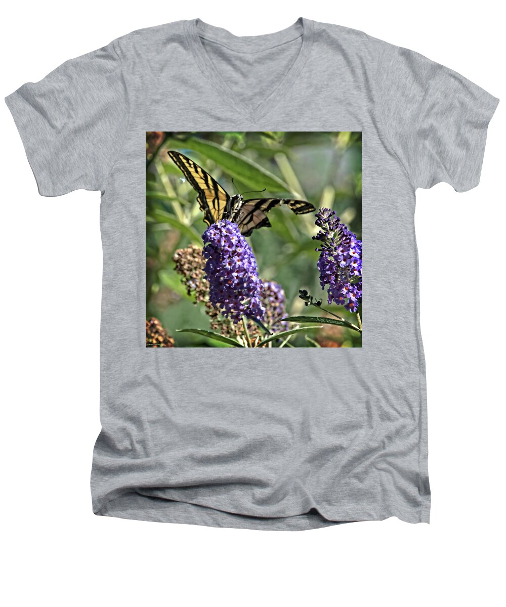 Tattered Men's V-Neck T-Shirt featuring the photograph Tattered Swallowtail by Mick Anderson
