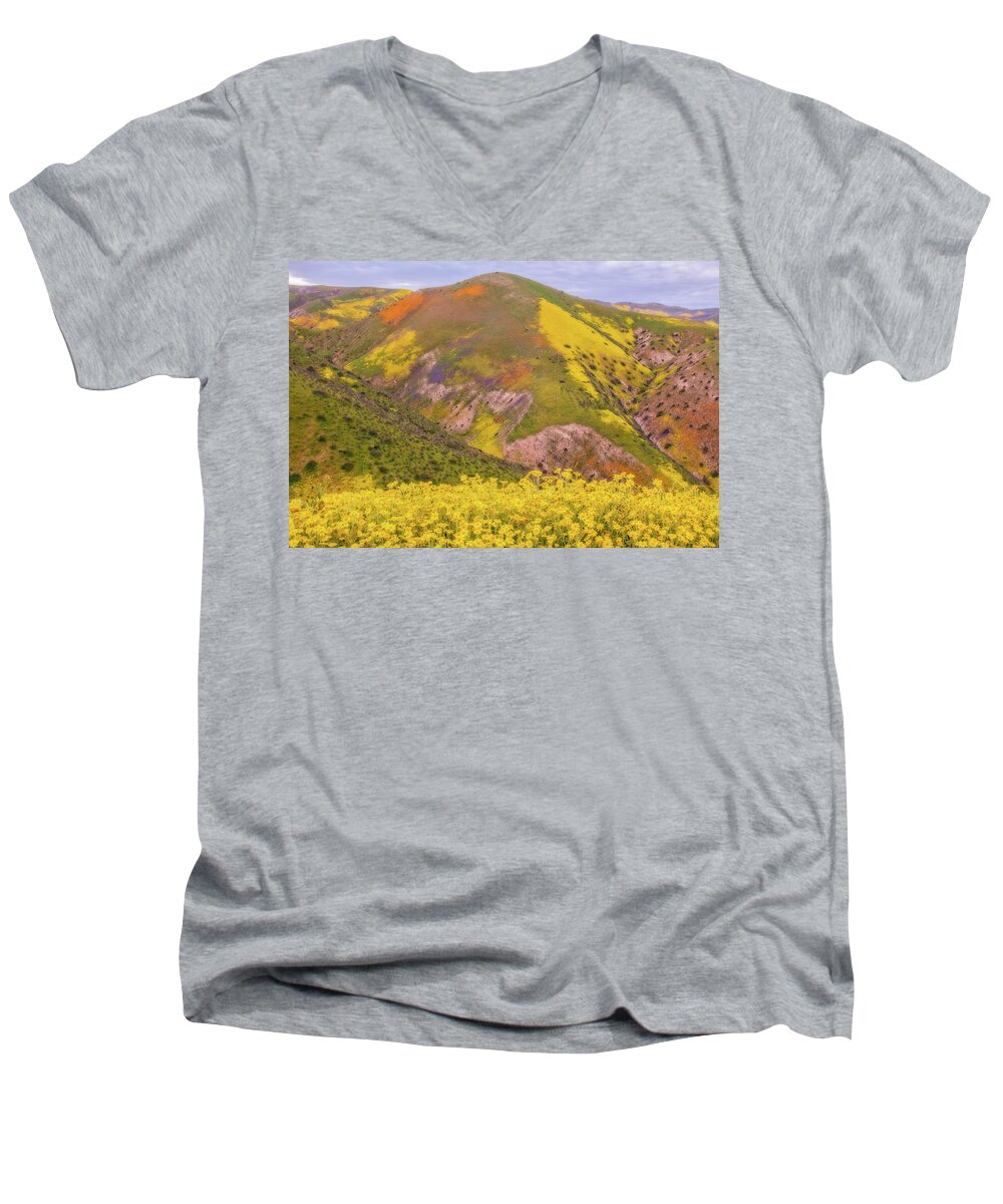California Men's V-Neck T-Shirt featuring the photograph Temblor Range Color by Marc Crumpler