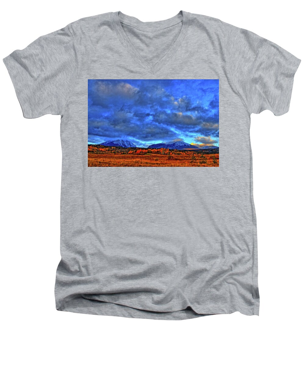 Fall Men's V-Neck T-Shirt featuring the photograph Ten Mile of Fall Colors by Scott Mahon