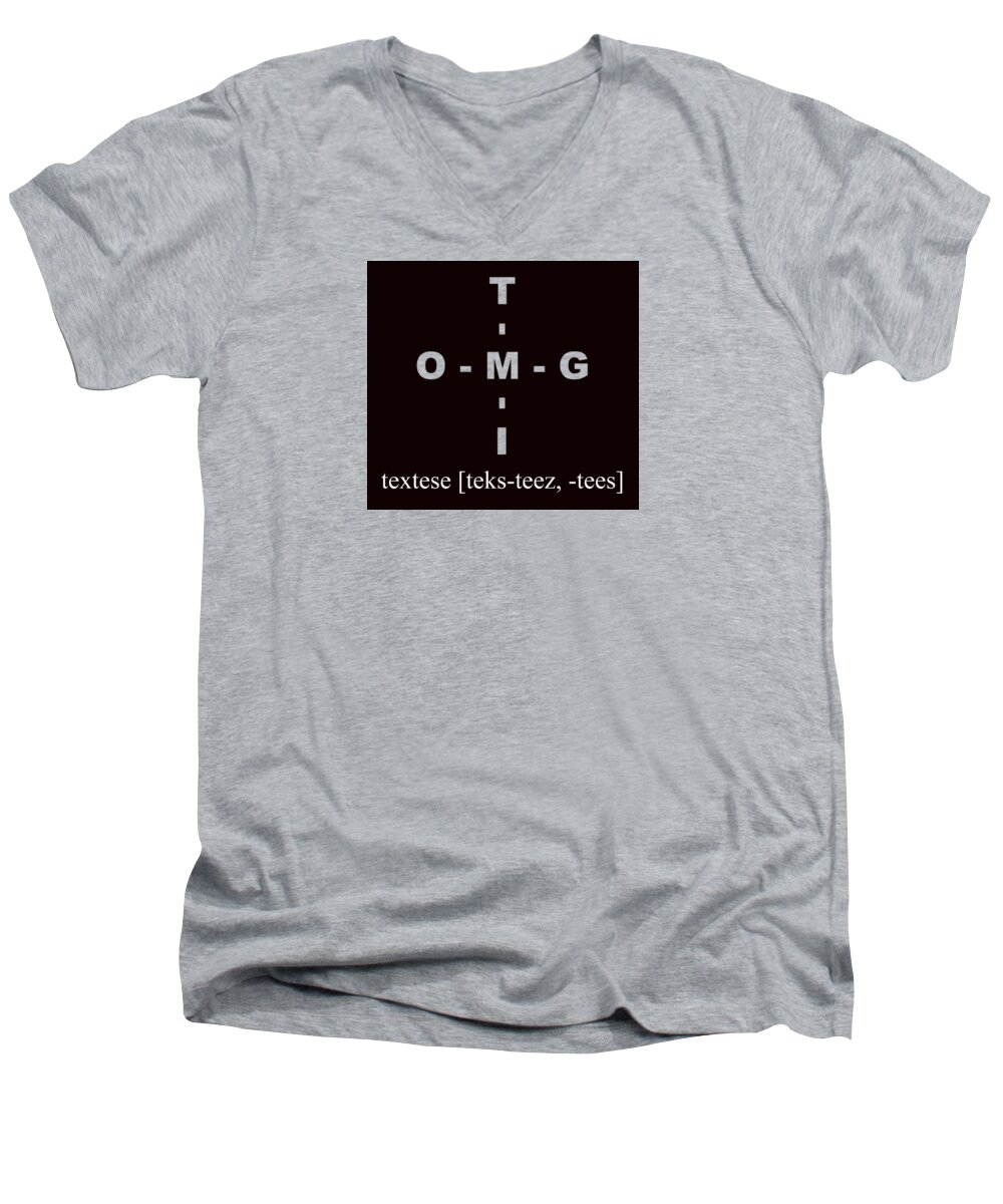Textese Men's V-Neck T-Shirt featuring the digital art Textese by Mal Bray