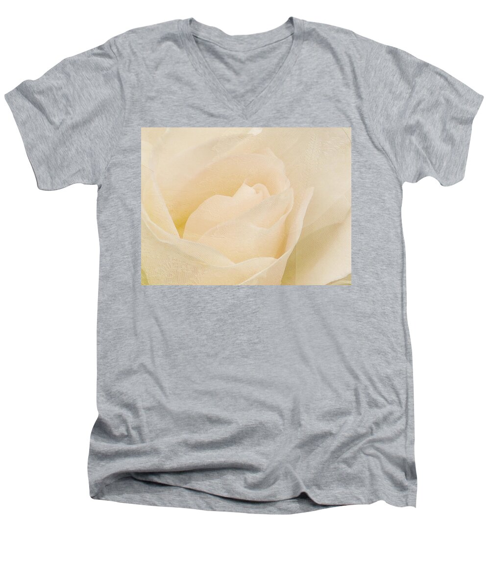 Rose Men's V-Neck T-Shirt featuring the photograph Textured Pastel Rose by Blair Wainman